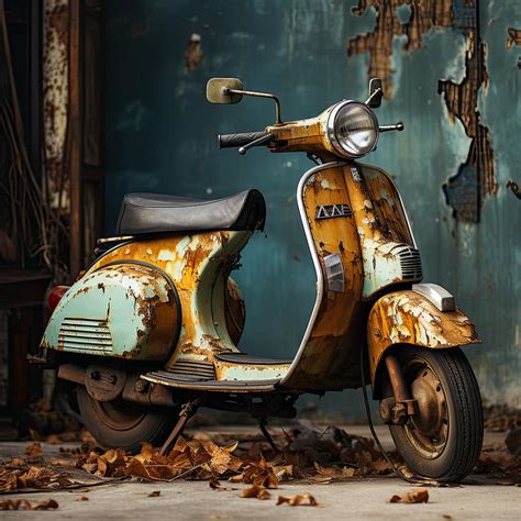 Old Vespa Italian Scooter N019 Digital Art By Edit Voros Fine Art America