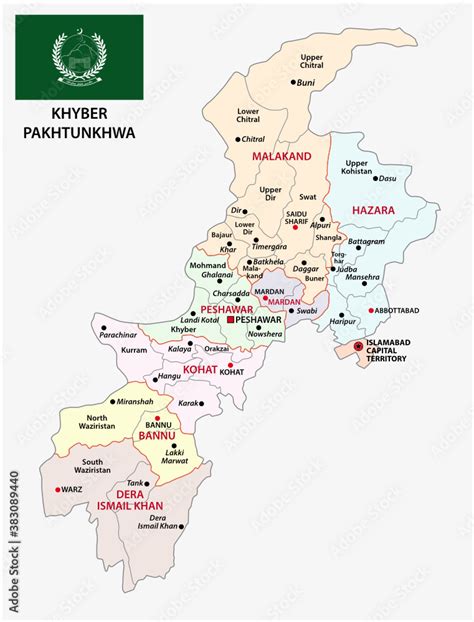 administrative vector map of pakistani province of Khyber Pakhtunkhwa ...