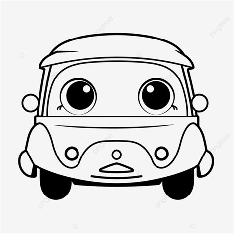 汽車卡通 Kawaii 輪廓素描的著色頁 向量 汽車簡筆劃 汽車簡單輪廓 汽車簡單彩頁向量圖案素材免費下載PNGEPS和AI素材下載