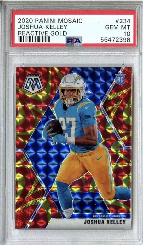 Panini Mosaic Joshua Kelley Rc Reactive Gold Psa Gem Mint