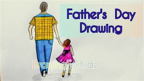 Fathers Day Drawing Father And Daughter Pencil Drawing Youtube