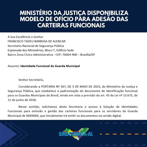 Minist Rio Da Justi A Disponibiliza Modelo De Of Cio Para Ades O Das