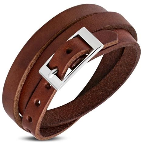 Zense Bracelet Homme En Cuir V Ritable Marron Triple Enroulement