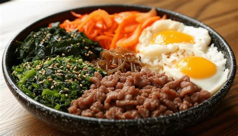 Premium Photo Bibimbap Korean Mixed Rice With Meat And Assorted