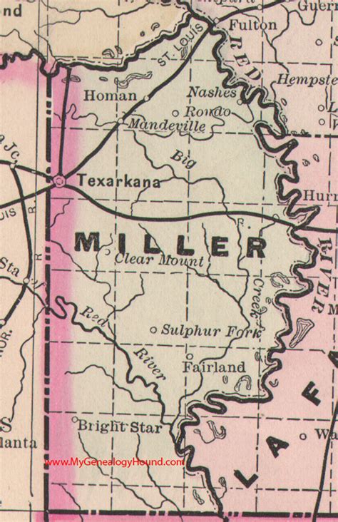 Miller County Arkansas 1889 Map