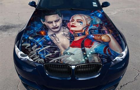 Vinyl Car Hood Full Color Wrap Graphics Decal Harley Quinn And Etsy