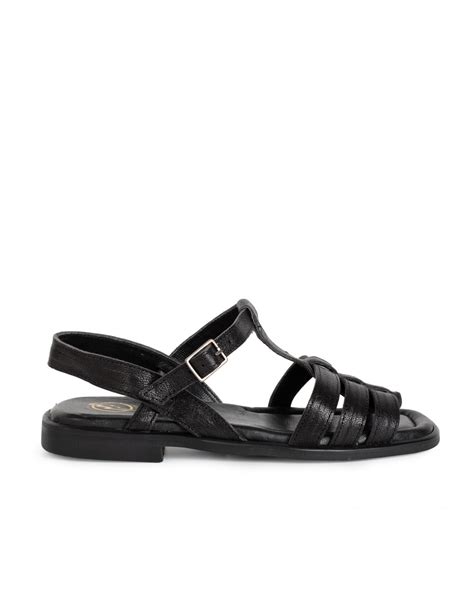 Sandalias Cangrejeras Piel Negras Mujer Pera Limonera