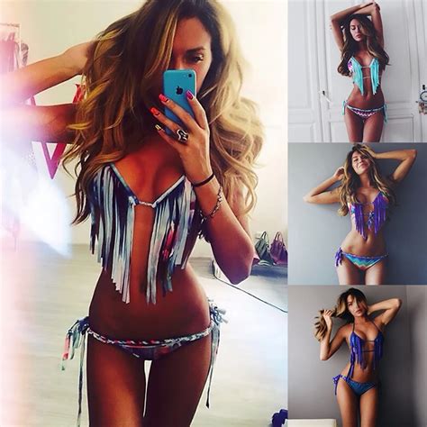 Women Fringed Bikinis Triangle Swimwear Split Swimsuit Beach Bikini Set