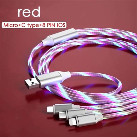 Rt Mc Led Glow Flowing Micro Usb Type C Pin Charging All In One