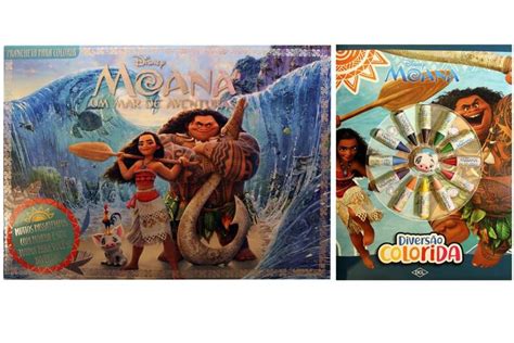 Kit De Livros Infantil Moana Disney Divers O Colorida Prancheta