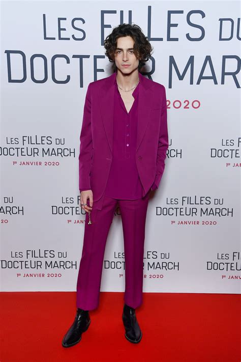 Timothee Chalamet Wears Pink Suit To Little Women Premiere