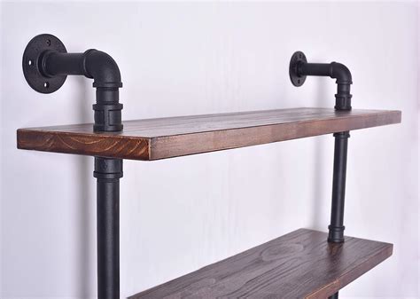 Diwhy Industrial Pipe Shelving Bookshelf Rustic Modern Wood Ladder