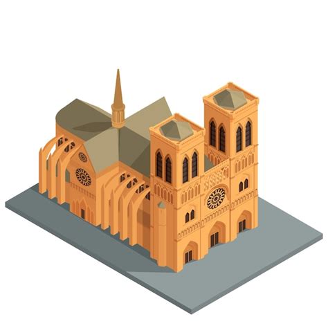 Premium Vector Isometric Cathedral Of Notre Dame Paris Vector Illustration