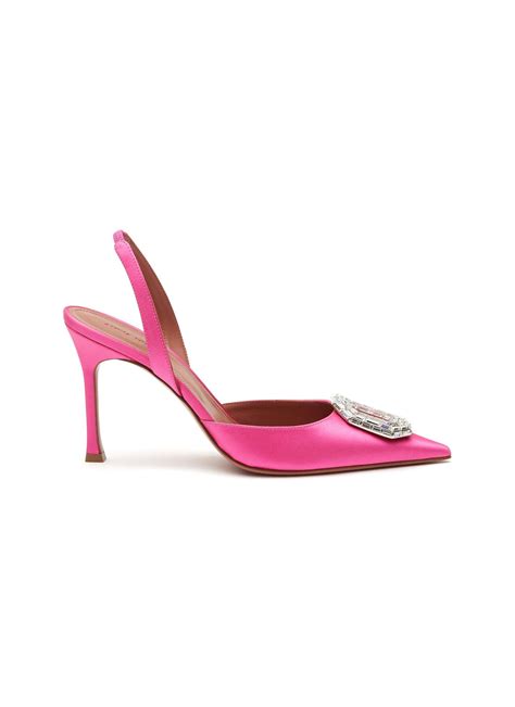 Amina Muaddi Camelia Satin Slingback Pumps In Pink Lyst