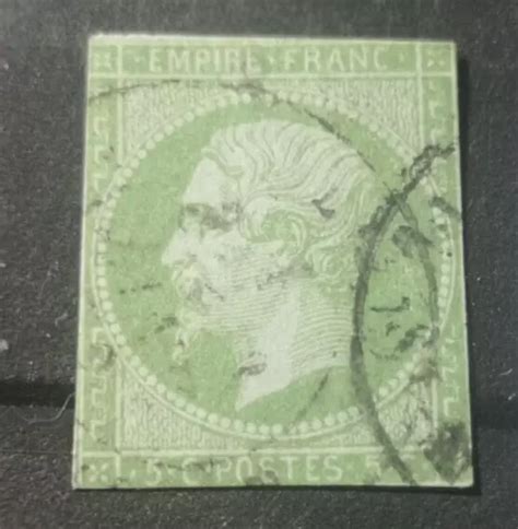 TIMBRE FRANCE 1854 N12 Napoléon III empire franc 5 c vert oblitérés