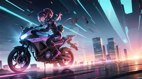 Anime Girl On Bike Roaming The Cityscape Hd Artist 4k Wallpapers