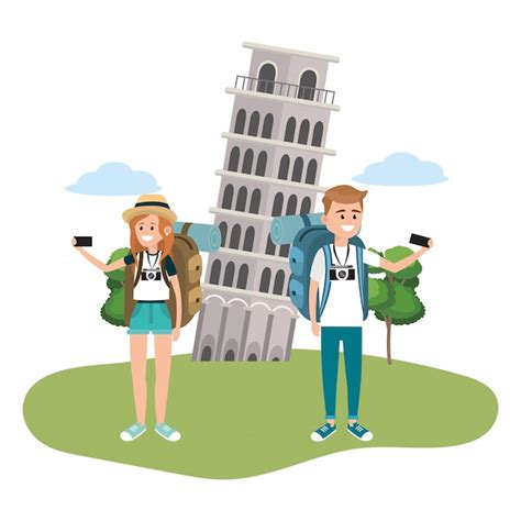 Premium Vector Tourist Couple Cartoons