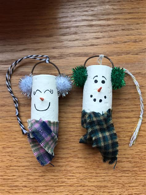 Snowman Wine Cork Ornament Set Etsy