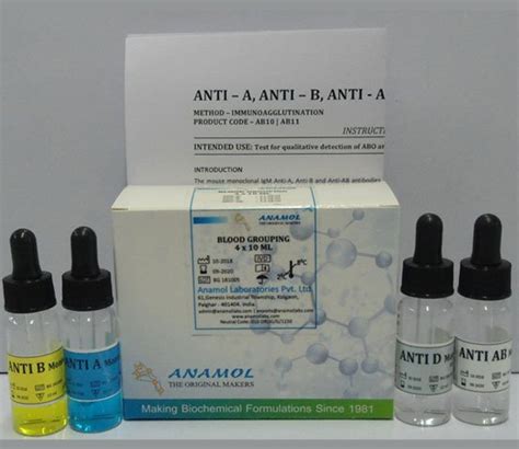 Blood Grouping Test Kit Abd Blood Test From Anamol Labs