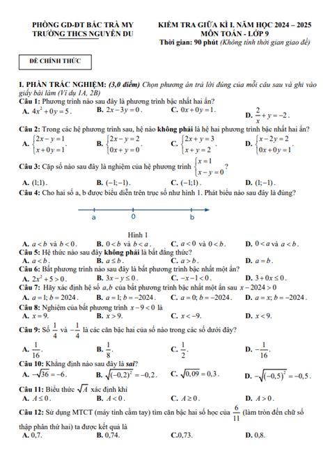 De Giua Ki 1 Toan 9 Nam 2024 2025 Truong Thcs Nguyen Du Quang Nam