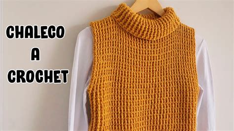 Chaleco Tejido A Crochet Para Mujer CUELLO ALTO Tallas S M L Xl