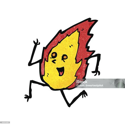 Running Flame Cartoon Character Stock Illustration Download Image Now