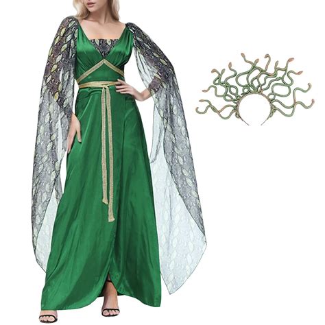 Vestido De Cosplay De Medusa De Fantas A Para Mujer Trajes Verdes Para