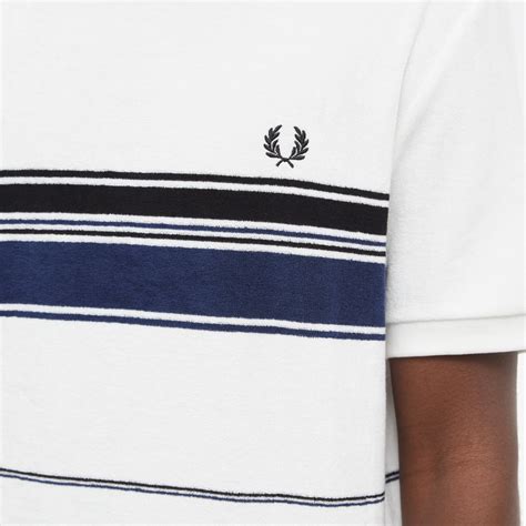 Fred Perry Stripe Towelling T Shirt Snow White End