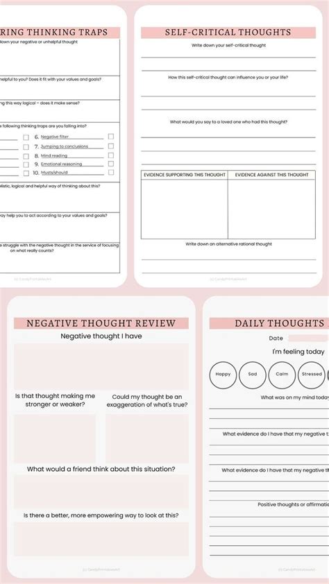 Printable PDF Worksheets For Thoughts Challenging Including Guided