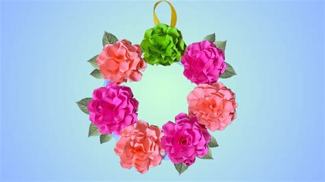 How To Make Paper Flower Diy Paper Craft Paper Flowers Wreath Youtube