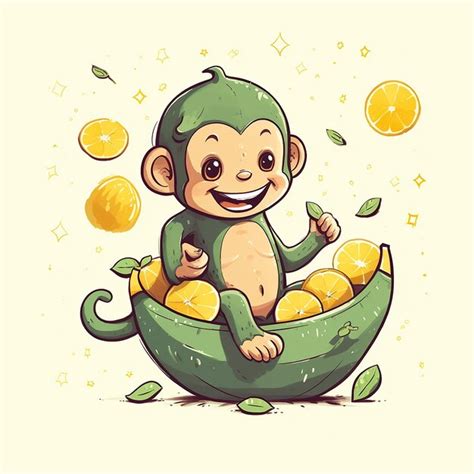 Premium Ai Image Adorable Monkey Banana