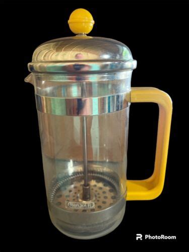 Bonjour French Press Large 8 Cup Glass With Yellow Trim Ebay