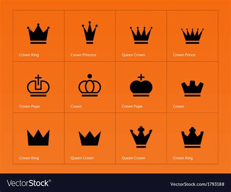 Crown Icons On Orange Background Royalty Free Vector Image