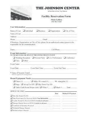 Fillable Online Tpcac Facility Reservation Form And The Additional