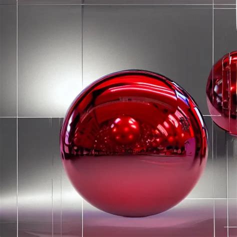 Chrome Spheres On A Red Cube By Michael English Stable Diffusion