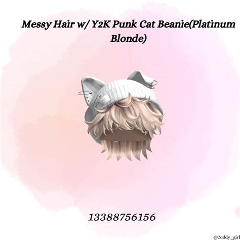 Messy Hair W Y2K Punk Cat Beanie Platinum Blonde CODE In 2023