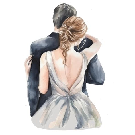 Uma Pintura Em Aquarela De Um Casal Apaixonado Foto Premium