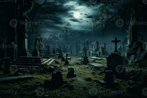 Enigmatic ancient graveyard night. Generate Ai 31702038 Stock Photo at Vecteezy