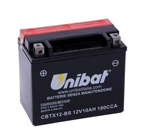 BATTERIA MOTO UNIBAT CBTX12 BS 12V 10 AH CON ACIDO A CORREDO YUASA