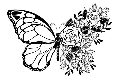 Roses Butterfly Tattoo Style Stock Illustrations – 60 Roses Butterfly Tattoo Style Stock ...