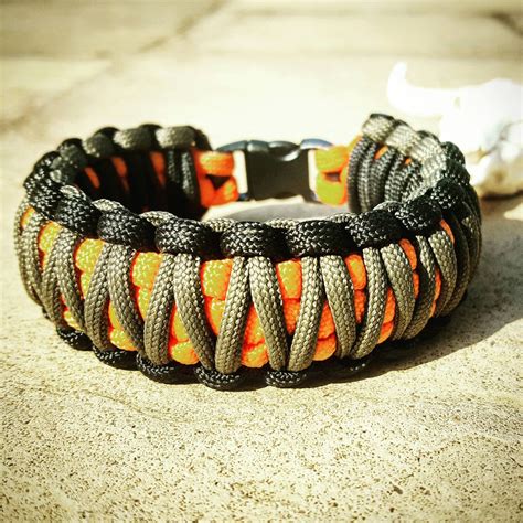 Black Gray And Orange King Cobra Paracord Bracelet Ultimate Adventure