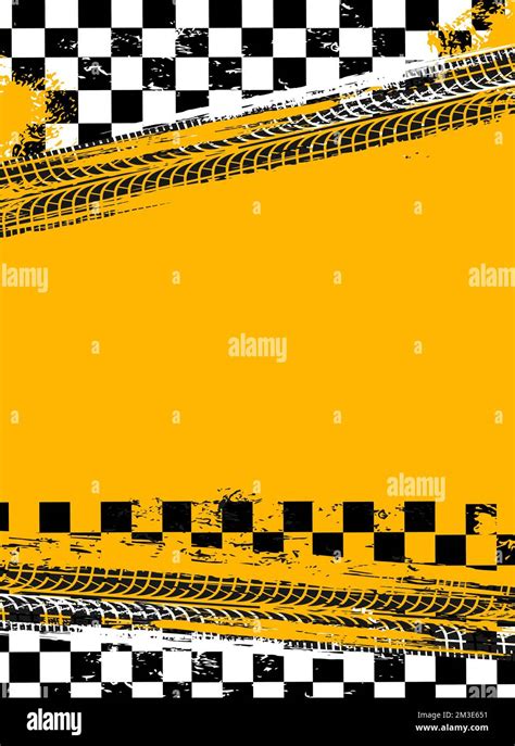 Grunge Race Sport Flag Background Vector Design With Black Racing Tire