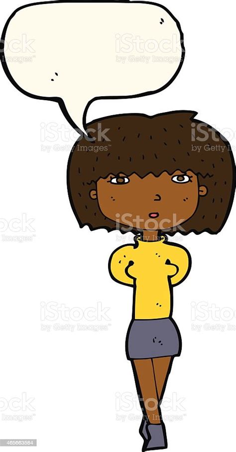 Cartoon Shy Woman With Speech Bubble Stock Illustration Download Image Now 2015 Adult