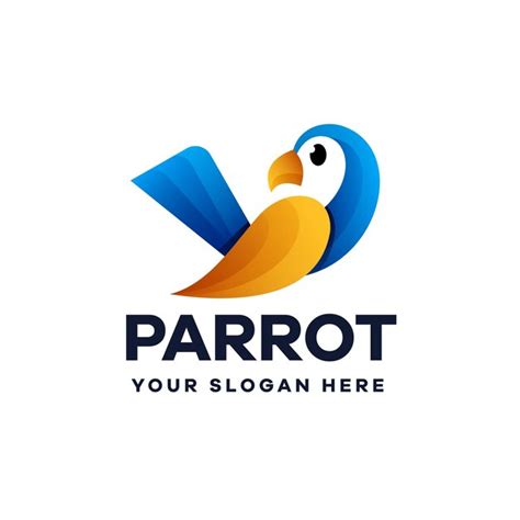 Vektor Papagei Vogel Steigungs Logo Premium Vektor