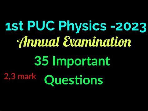 1st PUC Physics 2023 Important 35 Questions For Annual Exam YouTube