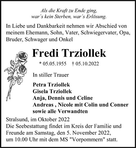 Traueranzeigen Von Fredi Trziollek Trauer Anzeigen De