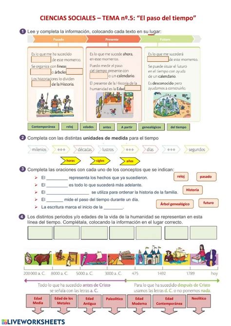 Sociales 3º Primaria El paso del tiempo worksheet El paso del