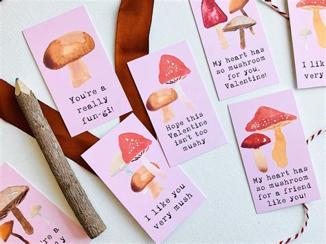 Mushroom Valentines For Kids Printable Diy Valentines Etsy