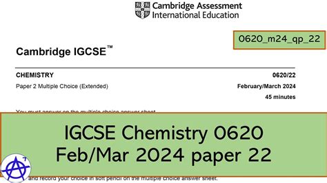 Cambridge IGCSE Chemistry 0620 Feb Mar 2024 Paper 22 YouTube