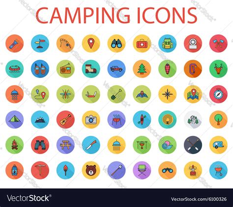 Camping Flat Icon Set Royalty Free Vector Image